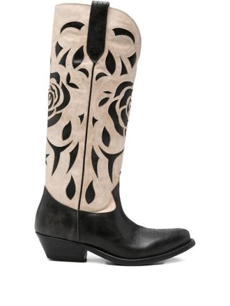 Golden Goose 40mm Wish Star embroidered cowboy boots - women - Calf Leather/Calf Leather/Calf Leather - 40 - Black