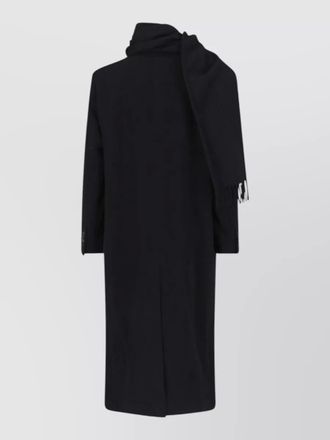 The Attico long coat cuff buttons detailing fringed scarf