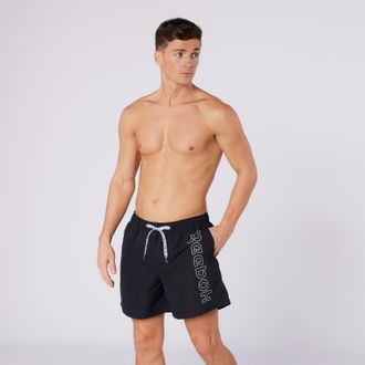 Reebok Badeshorts REEBOK Abbott, Herren, Gr. XL, N-Gr, schwarz, Microfaser, Obermaterial: 100% Polyester, Badehosen Badeshorts, mit Tunnelzug und seitlichen 