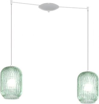 Top-Light Sospensione Contemporanea Tender Metallo Bianco Vetro Verde 2 Luci E27