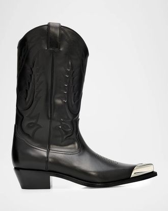 Christian Louboutin Men & apos;s Santiagus Leather Metal-Toe Western Boots