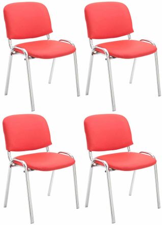 Clp Clp - Set De 4 Sillas Ken Cromadas En Polipiel Rojo