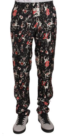 Dolce & Gabbana Red Musical Instrument Print Sleepwear Mens Pants