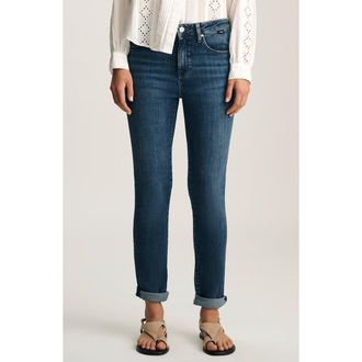 Mavi Kathleen Mid Waist Slim Boyfriend Jeans in Dark Brushed Feather at Nordstrom, Size 24 30