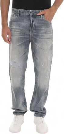 HUGO BOSS Vintage Finish 5-pocket Jeans met uitsparingen - Heren - Regular Fit Jeans - Grijs - W38 - Katoen - Jeans