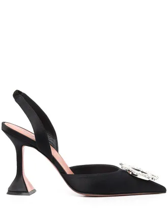 Amina Muaddi Pumps Begum con fibbia gioiello 95mm - Nero