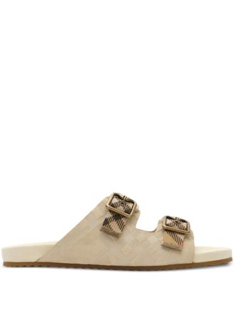 Burberry checked sandals - men - Calf Suede/Recycled Fabric/Polyester/Calf Leather/Polyester/Polyurethane/Zinc Alloy/Brass/Thermoplastic Polyuret