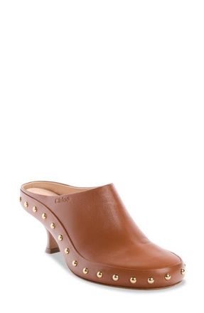 Chlo&eacute; Junie Studded Kitten Heel Mule Pump in Ginger Brown at Nordstrom, Size 38.5
