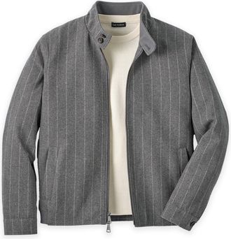 Paul Fredrick Wool Blend Stripe Bomber Jacket
