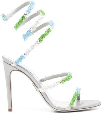 Rene Caovilla crystal embellishment sandals - women - Calf Leather/Calf Leather/Calf Leather/Satin - 39 - Grey