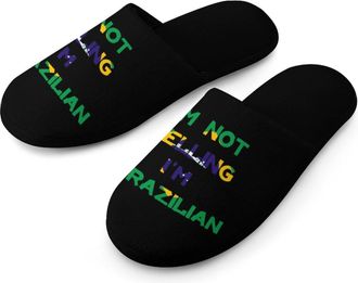 Generic Im Not Yelling Im Brazilian Brazil Warm Mens Slippers Slip On Soft Fleece House Shoes Winter Indoor Outdoor