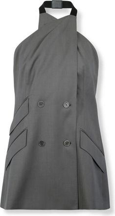 Max Mara Scali Jacket - Dames - Tops zonder mouwen - Grijs - XS - Leer - Tops