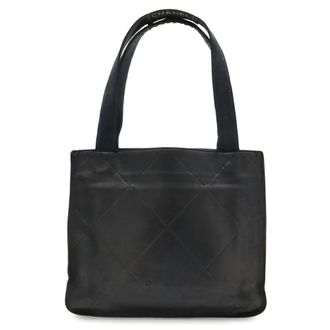 Chanel Black Leather Handbag Tote Bag (Pre-Owned)
