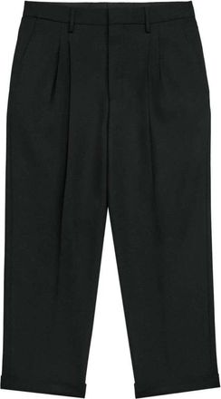 Ami Box-Pleated Black Cropped Trousers