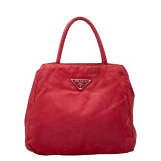 Prada Pre-owned Handbags, female, Red, Size: ONE SIZE Pre-owned Vintage Nylon Handbag