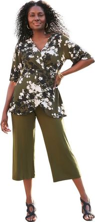 Jessica London Asymmetrical Twist Neck Tunic in Green at Nordstrom, Size Large