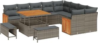 vidaXL Vidaxl - Garden Sofa Set with Cushion 12 pcs Grey 100 x 100 x 71 cm