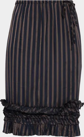 Dries Van Noten Scotts Striped Ruffle Pull-On Skirt