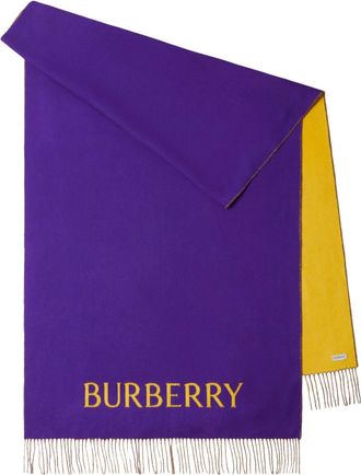 Burberry Logo Embroidered Fringed-edge Scarf