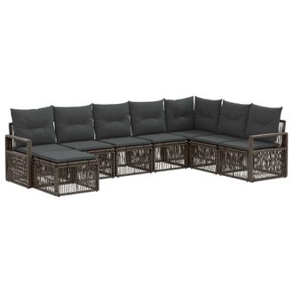 vidaXL Conjunto De Sof&aacute;s De Jard&iacute;n 8 Pcs Gris Rat&aacute;n Sint&eacute;tico Vidaxl