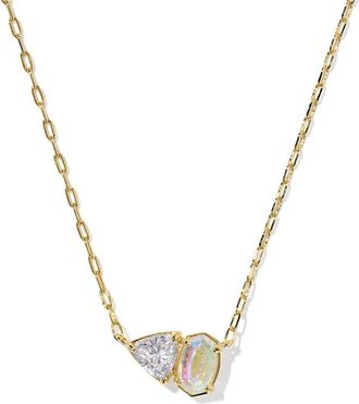 Kendra Scott Tatum Pendant Necklace in Gold White Cz Mix at Nordstrom