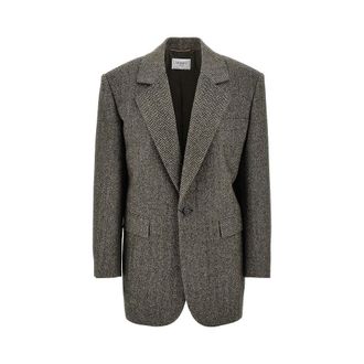 Saint Laurent Wool jacket with herringbone motif Woman 36