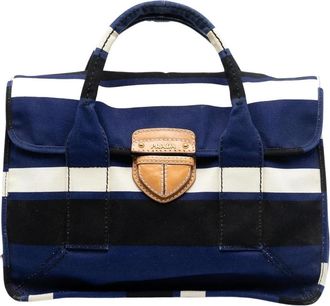 Prada Pre-owned Handbags, female, Multicolor, Size: ONE SIZE Pre-owned Striped Tote Bag