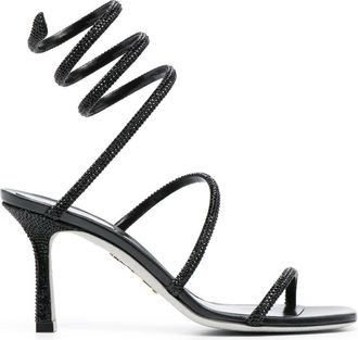 Rene Caovilla Cleo crystal 85mm sandals - women - Calf Leather/Fabric/Calf Leather - 39 - Black