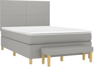vidaXL Vidaxl - Cama Box Spring Con Colch&oacute;n Tela Gris Claro 140x190 Cm