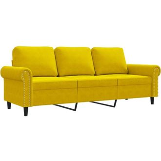 vidaXL Sof&aacute; De 3 Plazas Terciopelo Amarillo 180 Cm Vidaxl