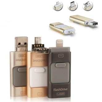 Trade Shop Trade Shop - 3 En 1 Flashdrive 16gb Usb Desapareci&oacute; Para El Archivo De Memoria De Datos De Pc De Smartphone