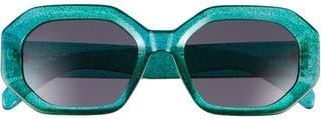 Kurt Geiger Geometric Sunglasses in Teal Crystal Glitter at Nordstrom Rack