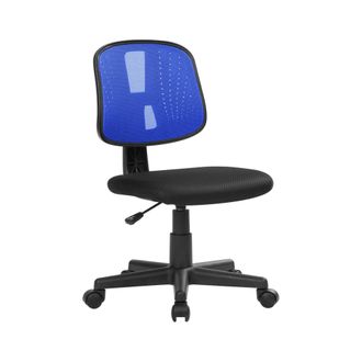 Serena Silla De Oficina Dlazeti, Silla De Oficina Operativa, Asiento De Oficina Ergon&oacute;mico, 49x43h81/93 Cm, Negro Y Azul - Dmora
