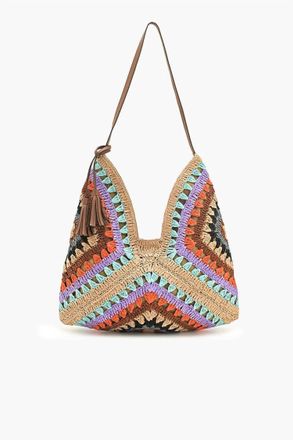 America & Beyond Womens Raffia Hobo Bag In Beige