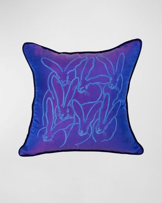 Hunt Slonem Embroidered Silk & Velvet Bunny Pillow, 22