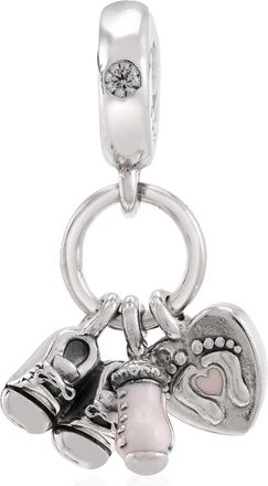 Pandora Shoes, Baby Bottle And Heart Silver Dangle
