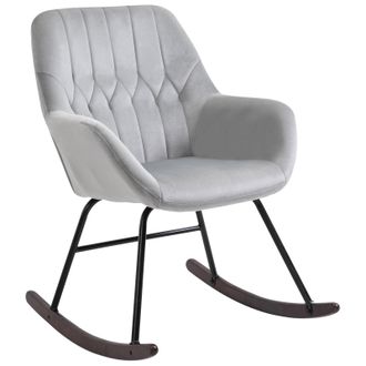 HOMCOM Modern Rocking Armchair with Foam Padding Metal Frame Home Office Grey | TJ Hughes