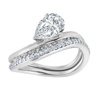LuvMyJewelry Selena Silk Wave 1.4 Ct Pear Lab Grown Diamond Engagement Ring in 14K White Gold at Nordstrom, Size 7
