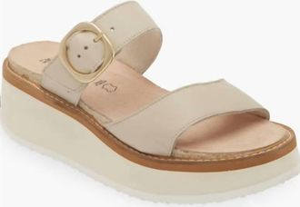Naot Womens Halvah Platform Wedge Sandal In Soft Ivory Leather