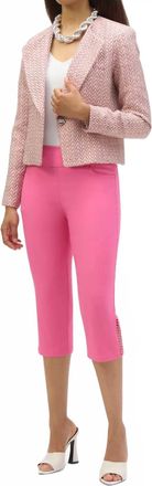 Joseph Ribkoff Ruffle Ankle Cropped Pants In Bubble Gum