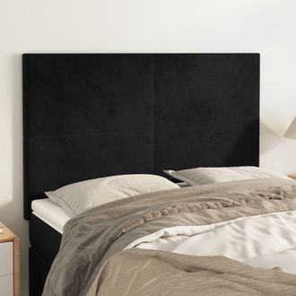 vidaXL Cabeceros 4 Unidades Terciopelo Negro 72x5x78/88 Cm Vidaxl