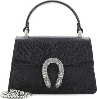 Gucci Dionysus leren mini-tas met handgreep en kristallen - Zwart