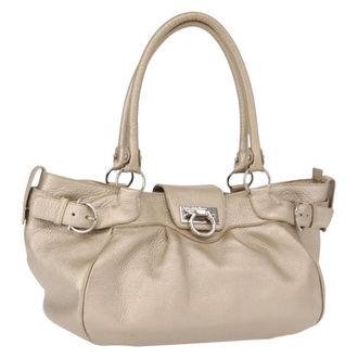 Ferragamo Gancini Leather Gold Leather Handbag (Pre-Owned)