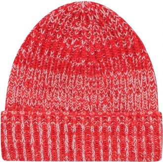 Malo Kasjmier Geribbelde Gebreide Beanie Muts - Heren - Hoeden - Rood - ONE Size - Kasjmier - Accessoires
