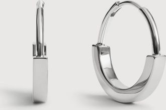 Monica Vinader Sterling Silver MV Linear Small Hoop Earrings
