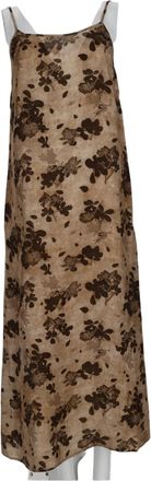Uma Wang Beige Sleeveless Flared Hem Viscose-Blend Midi Dress