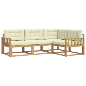 vidaXL Conjunto De Sof&aacute;s De Exterior 3 Pcs Blanco Y Crema Poli&eacute;ster Vidaxl