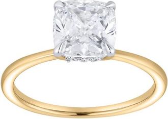 LuvMyJewelry Catherine 14K Gold 2.1 Ct Cushion Lab Grown Diamond Engagement Ring in 14K Yellow Gold at Nordstrom, Size 7
