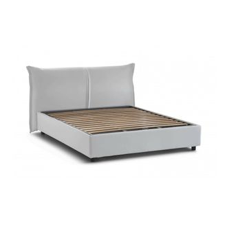 Talamo Italia Cama Matrimonial Cesira, Cama Contenedor Con Revestimiento De Tela, 100% Made In Italy, Apertura Frontal, Adecuado Para Colch&oacute;n Cm 160x200, Blanco, Co