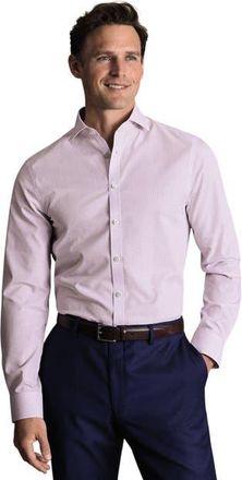 CHARLES TYRWHITT Non-Iron Stretch Poplin Check Shirt in Lilac at Nordstrom, Size 15.5 - 35